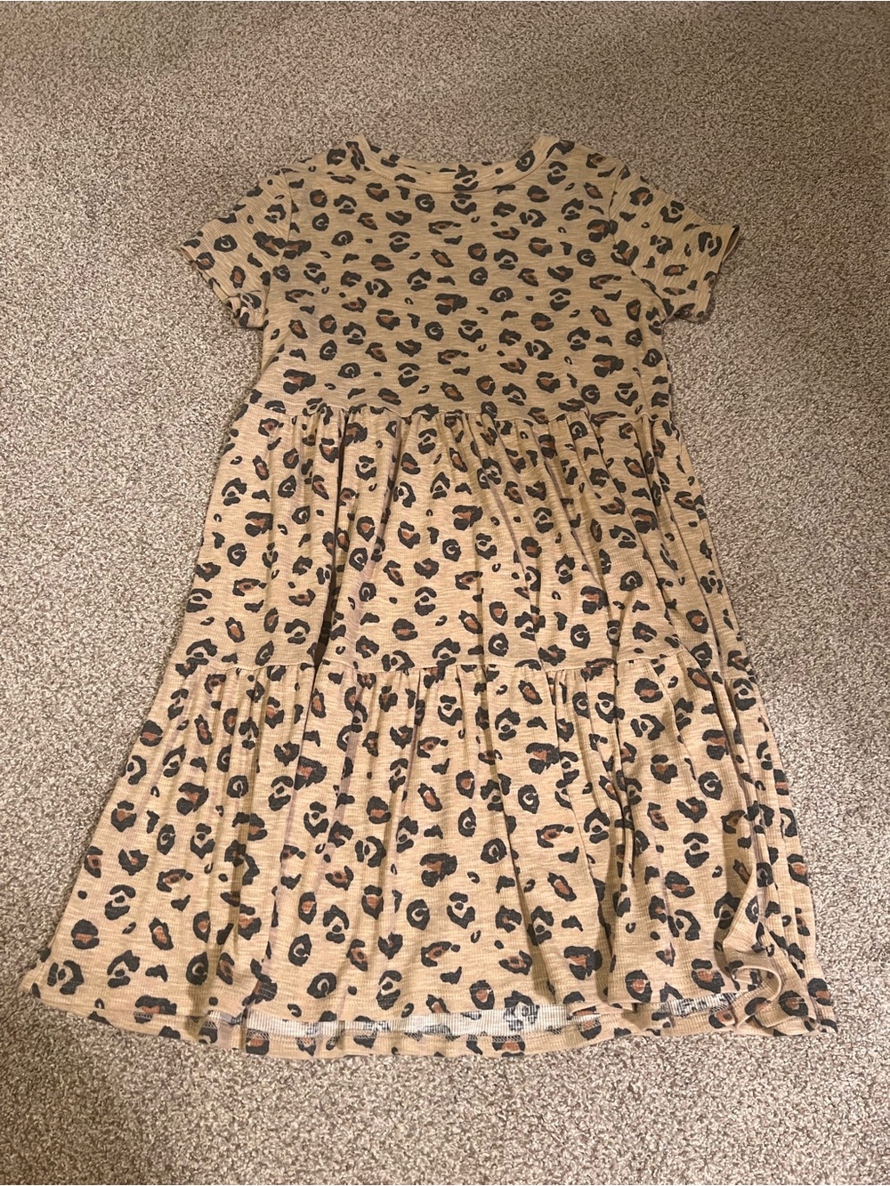 Jessica Simpson Girls Leopard Tiered Dress - Tan & Black